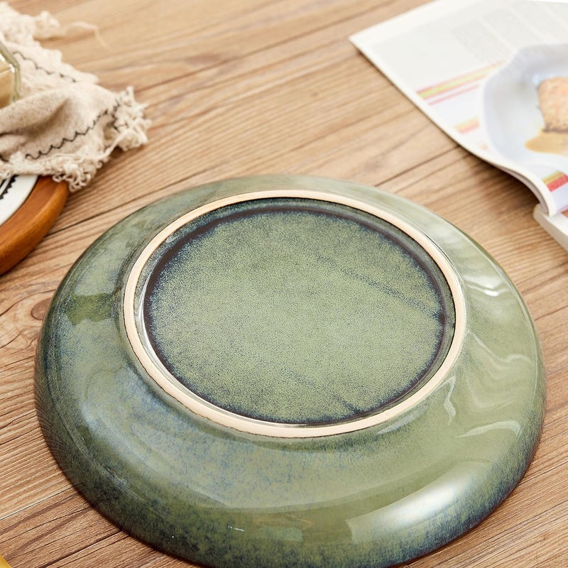 Swuut Transmutation Glaze Serving Pasta Bowl10 inch Ceramic Wide Salad Bowls50 Ounce Large Big Fruit Bowl for Kitchen Microwave Oven Dishwasher Safe Green - Image 4