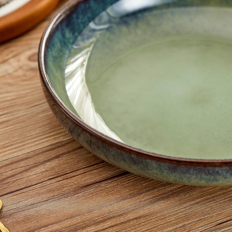 Swuut Transmutation Glaze Serving Pasta Bowl10 inch Ceramic Wide Salad Bowls50 Ounce Large Big Fruit Bowl for Kitchen Microwave Oven Dishwasher Safe Green - Image 5