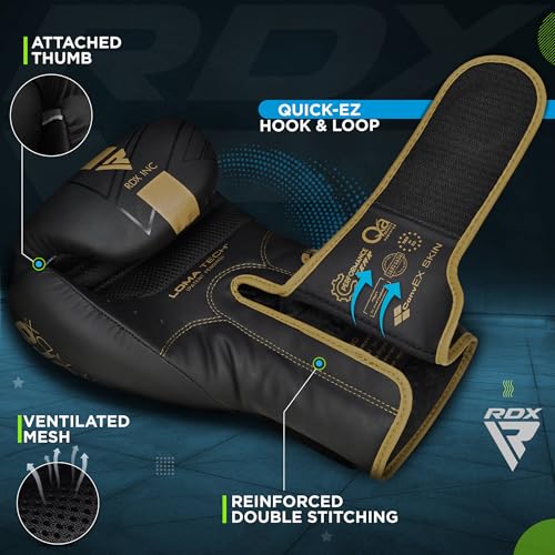RDX Kids Boxing Gloves Sparring and Muay Thai Maya Hide Leather, Kara Patent Pending Junior Training Mitt for Kickboxing, Punching Bag, Focus Pads, MMA, Thai Pad, Double End Ball Punching Gloves - Image 2