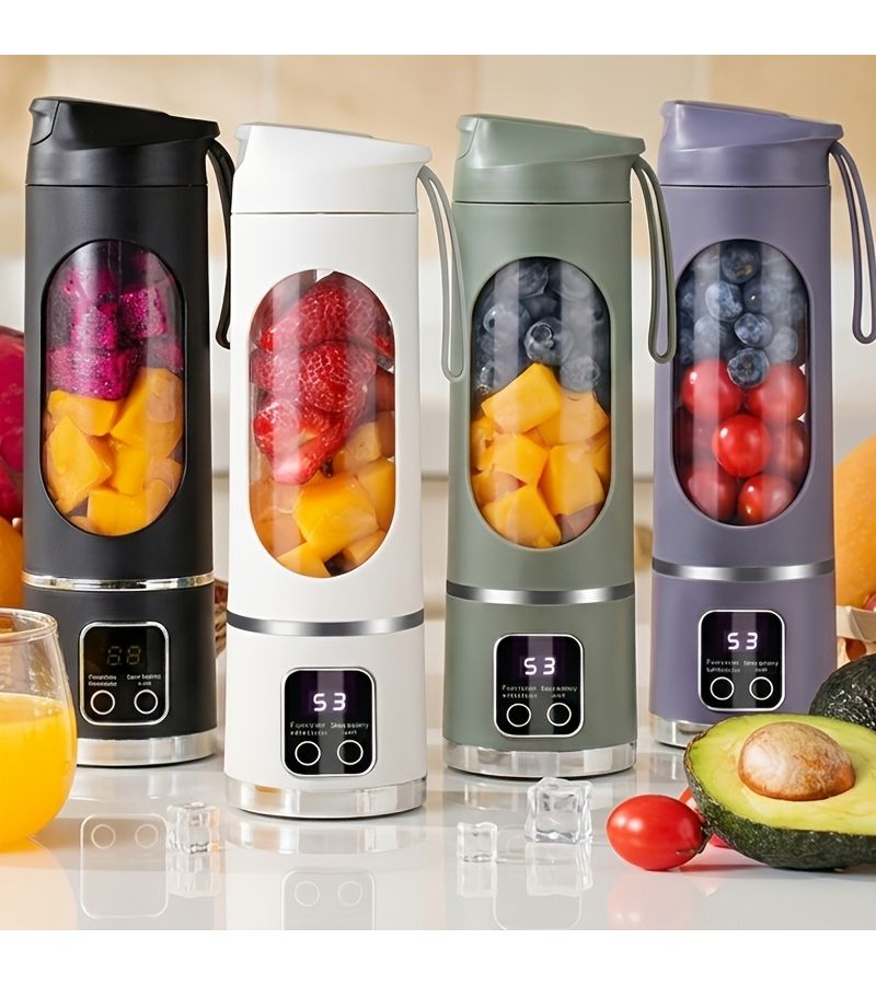 White 2026 Upgraded Rechargeable Portable Blender Handheld Juicer With Digital Display - Image 1