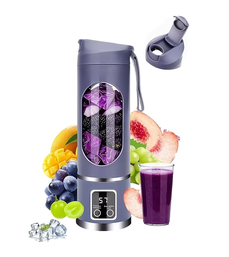 White 2026 Upgraded Rechargeable Portable Blender Handheld Juicer With Digital Display - Image 5