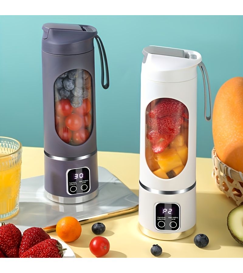 White 2026 Upgraded Rechargeable Portable Blender Handheld Juicer With Digital Display - Image 4