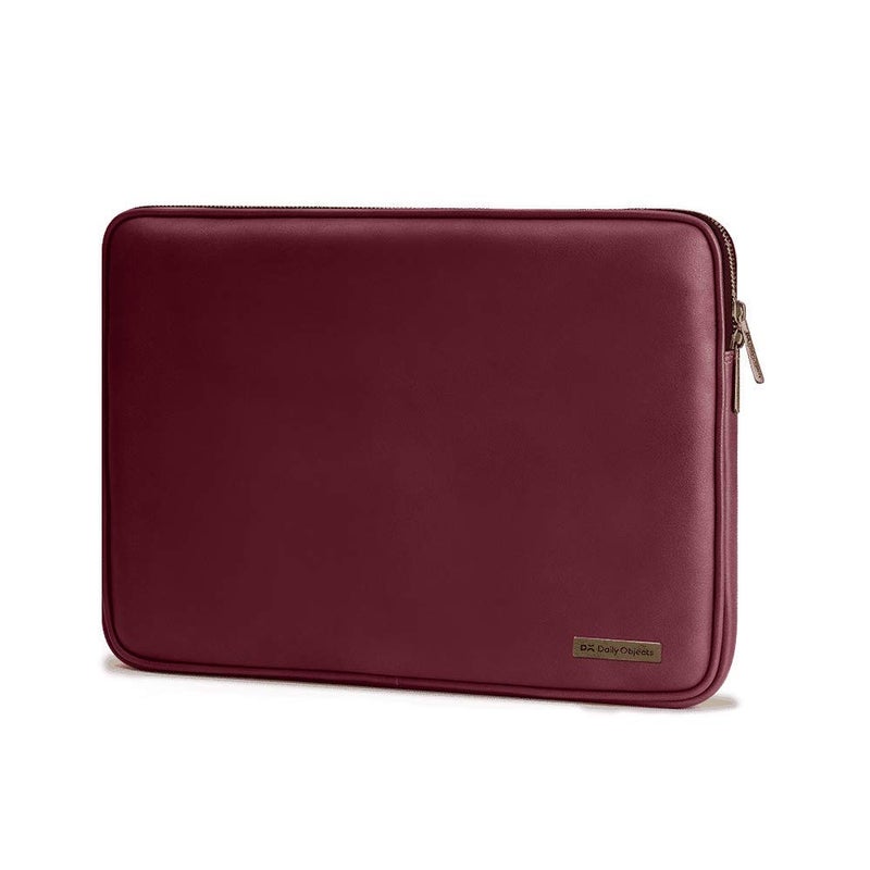 Daily Objects Zippered Sleeve for MacBook & Laptop 13 Inch | Solid Burgundy PU Leather Sleeves with Inner Lining | Durable Stylish Light Weight Sleek Design with Zip Closure - Image 5