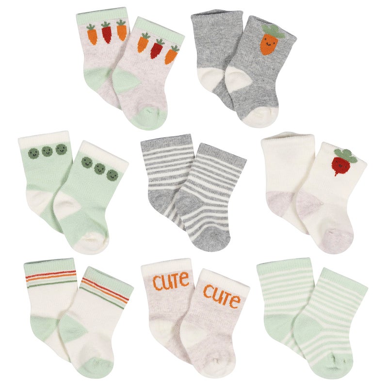 Gerber Baby Girls 8pair Wiggleproof Wiggle Proof Socks Happy Veggies 36 Months US - Image 2