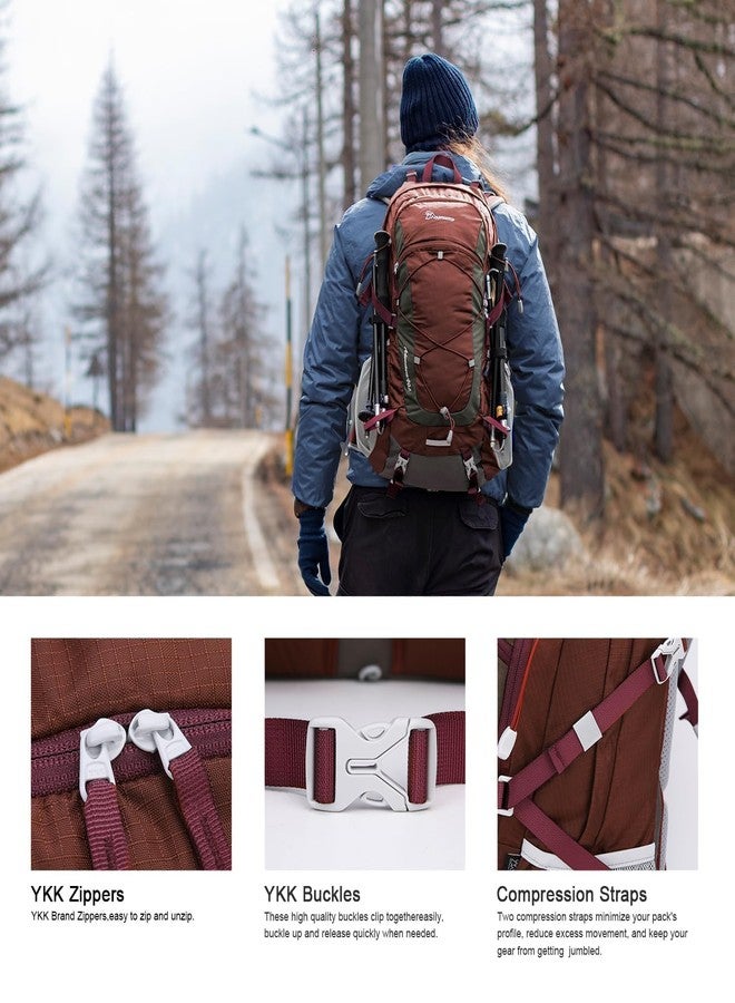 MOUNTAINTOP 40L Hiking Backpack with Rain Covers for Backpacking, Camping, Cycling and Traveling, Maroon - Image 3