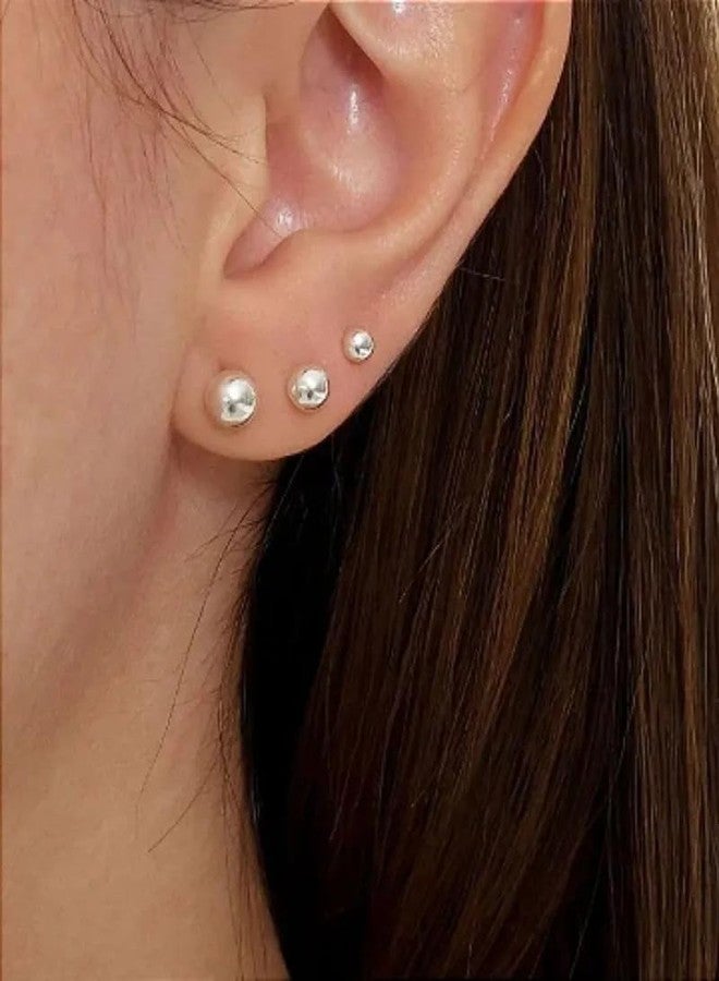 Shivarth 12Pairs/Set Faux Pearl Stud Earrings Mixed Size Beads Ear Studs Korean Fashion Drop Earrings Small Simple Round Ball Earrings Tops for Women & Girls - Image 4