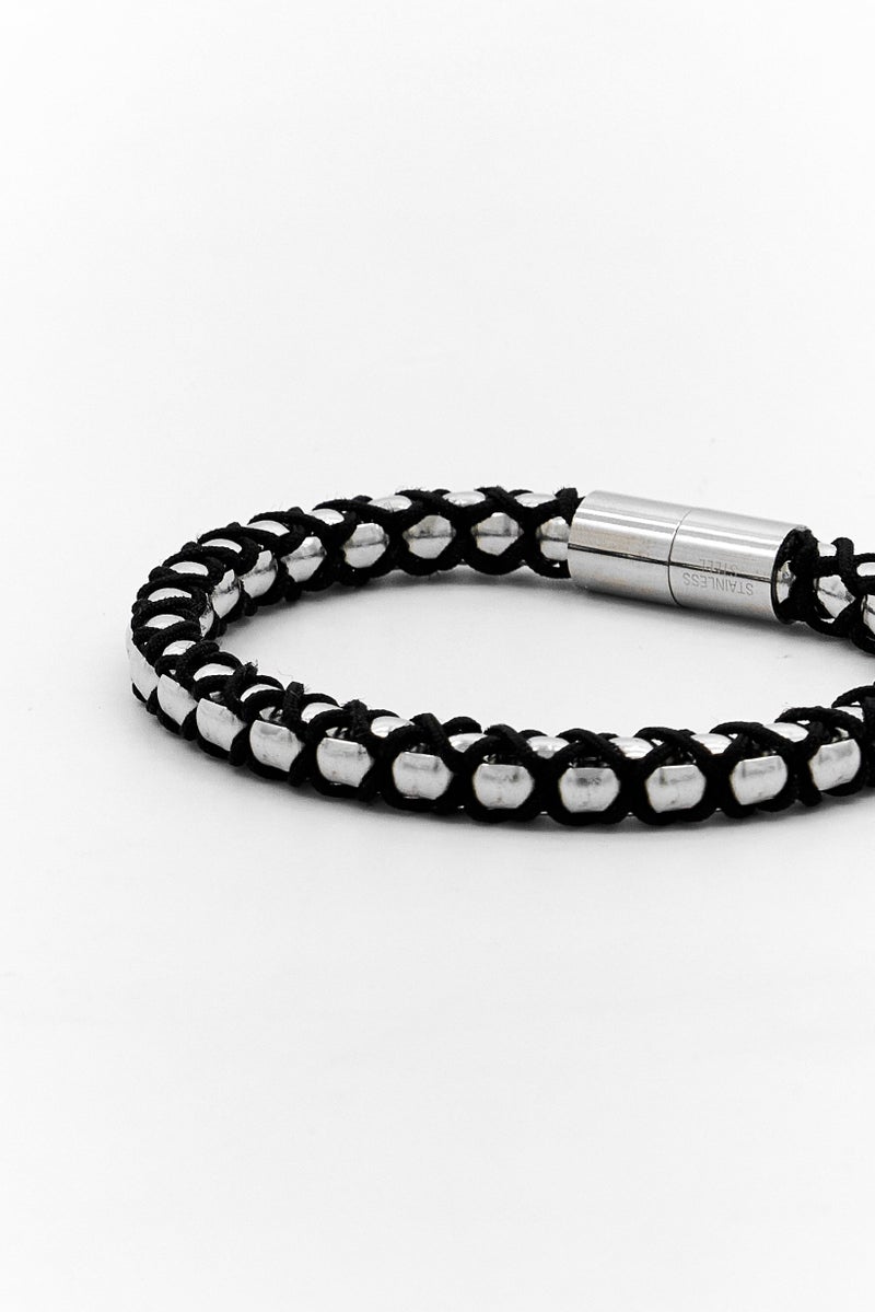 Steeltime Men Stainless Steel Thread Braided Round Link Bracelet, Multicolor - Image 3