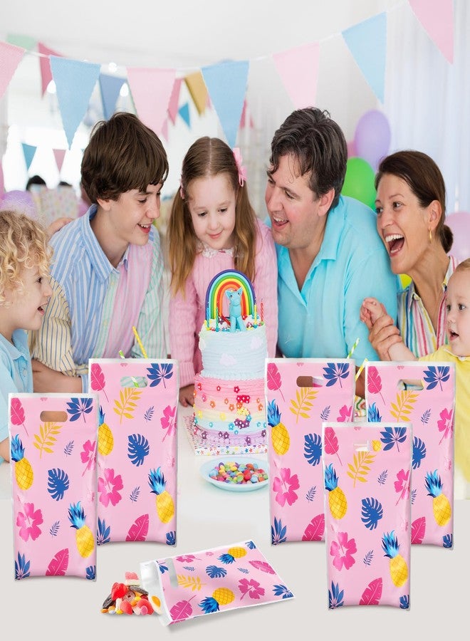 Justforjoyful ٥٠ كيس هدايا وردي لطيف برسومات كرتونية لحفلات هاواي، زينة حفلات هاواي الكرتونية، أكياس هدايا بلاستيكية صيفية استوائية، أكياس حلوى هاواي وردية اللون، مناسبة لحفلات الصيف، أعياد الميلاد، حفلات استقبال المولود، والمناسبات الاحتفالية. - Image 5