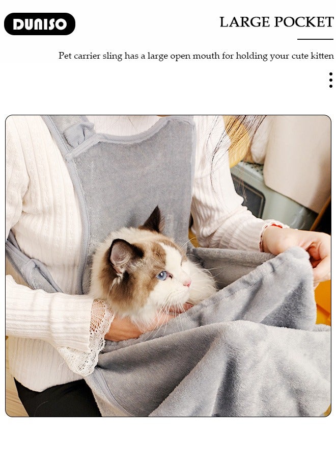 DUNISO Adjustable Cat Carrier Apron, Pet Carrier Apron with Sleeping Pocket, Soft Breathable Dog Cat Carrier Pouch Hands Free Shoulder Front Pet Sling Carrier for Small Dogs, Cats, Accompany Carrier Bag  - Image 4