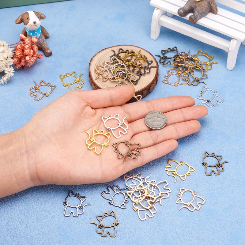 Craftdady 40Pcs Cat Open Back Bezel Pendants 27x25mm Cute Kitten Blank Hollow Pressed Frame Charms Animal Alloy Dangle Charms Resin Casting Pendants for DIY Crafts Earring Necklace Jewelry Making - Image 4