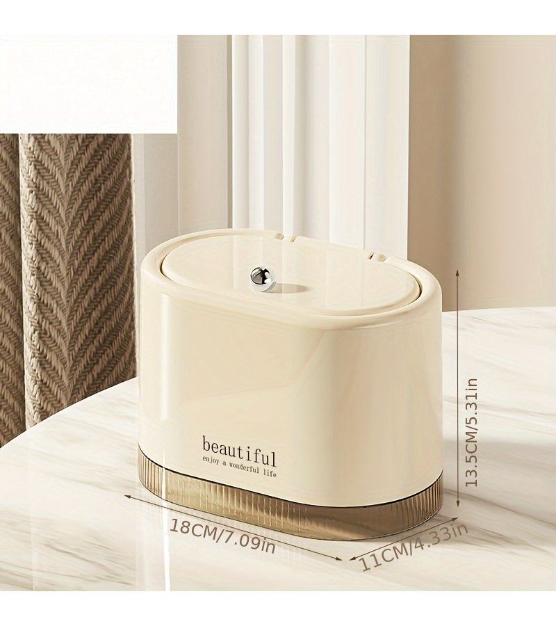 Milky White Press Type Mini Trash Can for Home Office Desk Clean Storage Paper Basket - Image 4