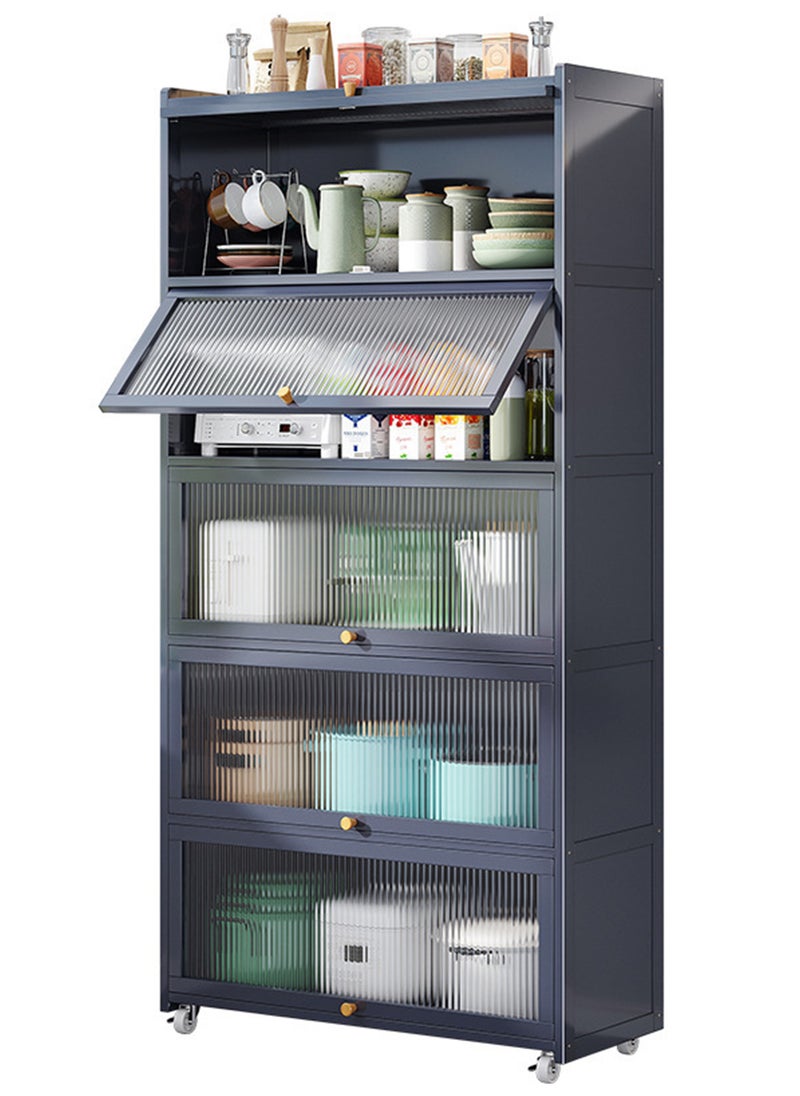 Sharpdo Kitchen Cabinets, Multi-layer Storage Cabinets, Movable Cupboards with Wheels, Flip Storage Cabinets,Kitchen Racks 172*80*31CM  - Image 1