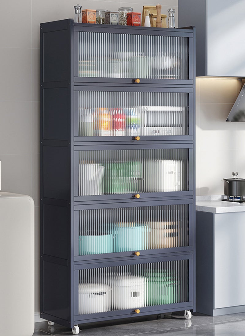 Sharpdo Kitchen Cabinets, Multi-layer Storage Cabinets, Movable Cupboards with Wheels, Flip Storage Cabinets,Kitchen Racks 172*80*31CM  - Image 2