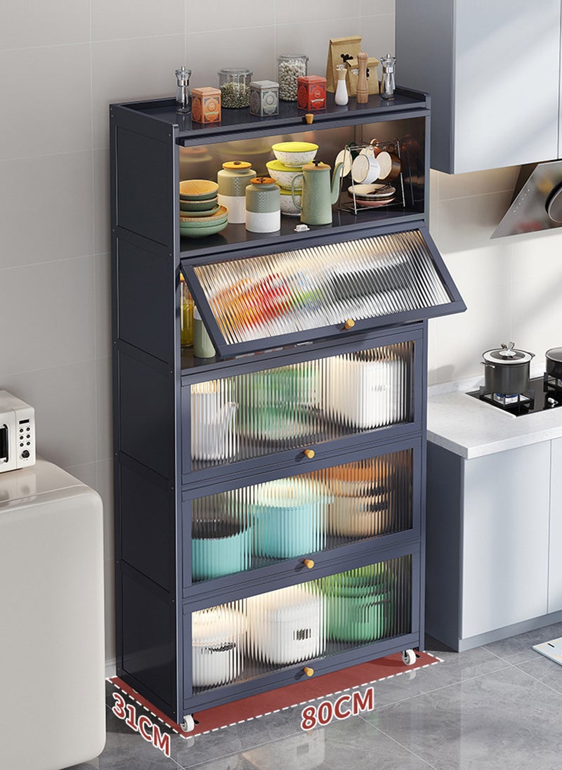 Sharpdo Kitchen Cabinets, Multi-layer Storage Cabinets, Movable Cupboards with Wheels, Flip Storage Cabinets,Kitchen Racks 172*80*31CM  - Image 3