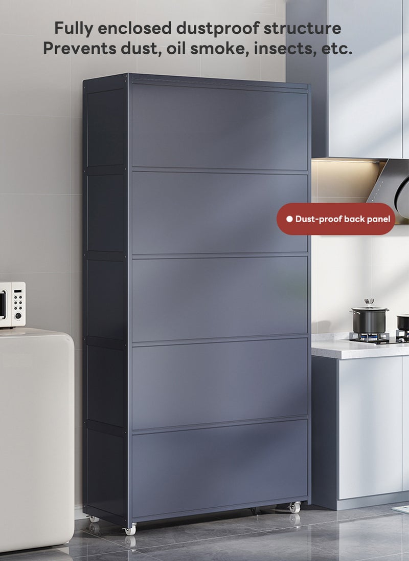Sharpdo Kitchen Cabinets, Multi-layer Storage Cabinets, Movable Cupboards with Wheels, Flip Storage Cabinets,Kitchen Racks 172*80*31CM  - Image 5