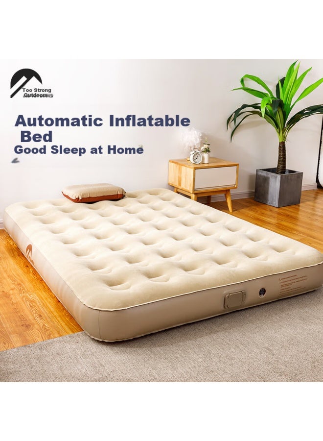 Taili Automatic Inflatable Camping Tent Air Mattress Folding Sleeping Pad Khaki Built-in Pump Double Thick - Image 1
