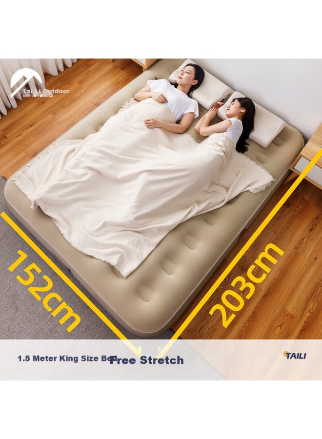 Taili Automatic Inflatable Camping Tent Air Mattress Folding Sleeping Pad Khaki Built-in Pump Double Thick - Image 3