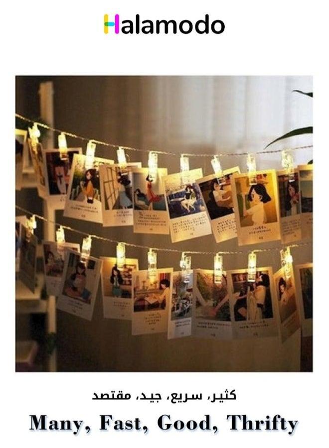 HALAMODO Decorative String Lights with 20 Clips for Hanging Photos Yellow, Interior Arrangements - Image 1