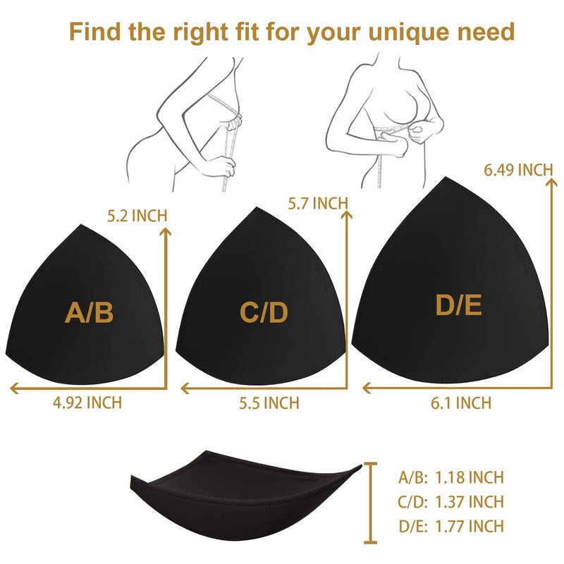 TopBine Bra Pads Inserts (3 Pairs C/D Black, C/D) - Image 3