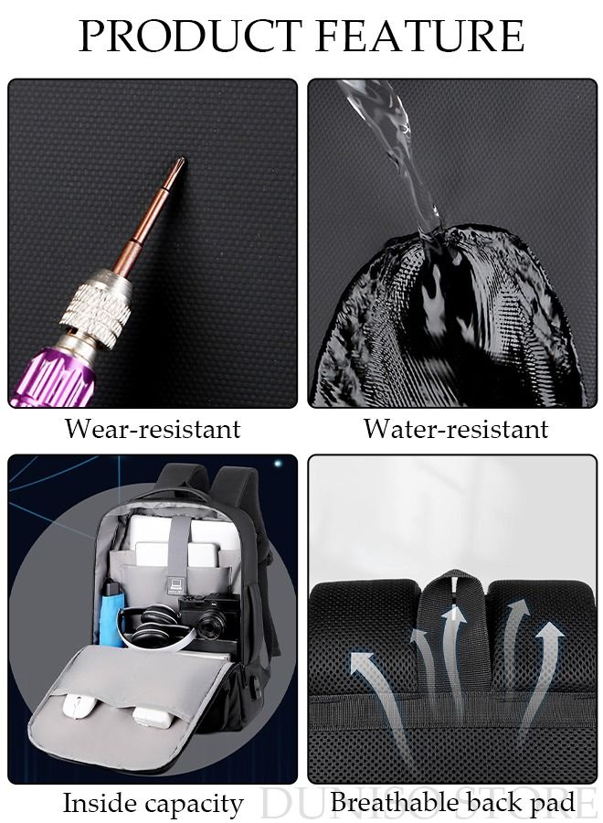 DUNISO Business Travel Laptop Backpack Anti-Theft Durable Computer Backpack with USB Charging Port Large Capacity College School Backpack for Men & Women Fits 15.6 Inch Notebook Black - Image 5