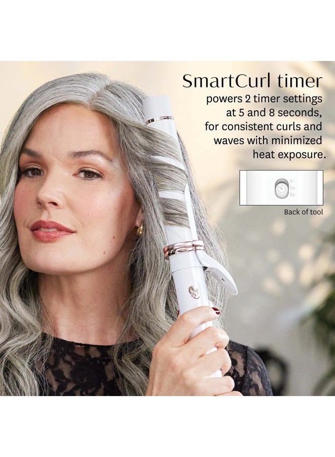T3 مكواة تجعيد أوتوماتيكية بلفافة 1.25" مع أسطوانة طويلة، 2 إعداد للوقت، 9 إعدادات للحرارة، أسطوانة سيراميك دوارة أوتوماتيكية ومولد أيون لتجعيدات وسلاسل سريعة وسهلة على جميع أنواع الشعر - Image 3