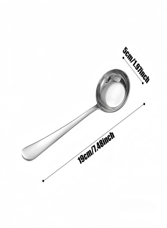 chislim Stainless Steel Flat Bottom Soup Spoons,6PCS Long Handle Deep Soup Spoons for Soup Rice Cereal Gravy Ladle Dessert - Image 3