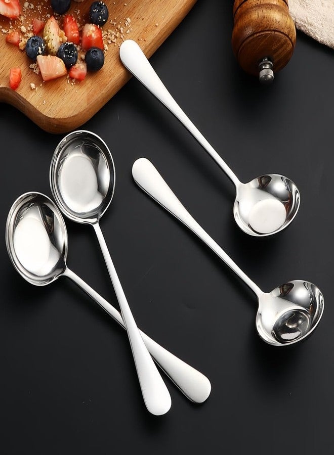 chislim Stainless Steel Flat Bottom Soup Spoons,6PCS Long Handle Deep Soup Spoons for Soup Rice Cereal Gravy Ladle Dessert - Image 5