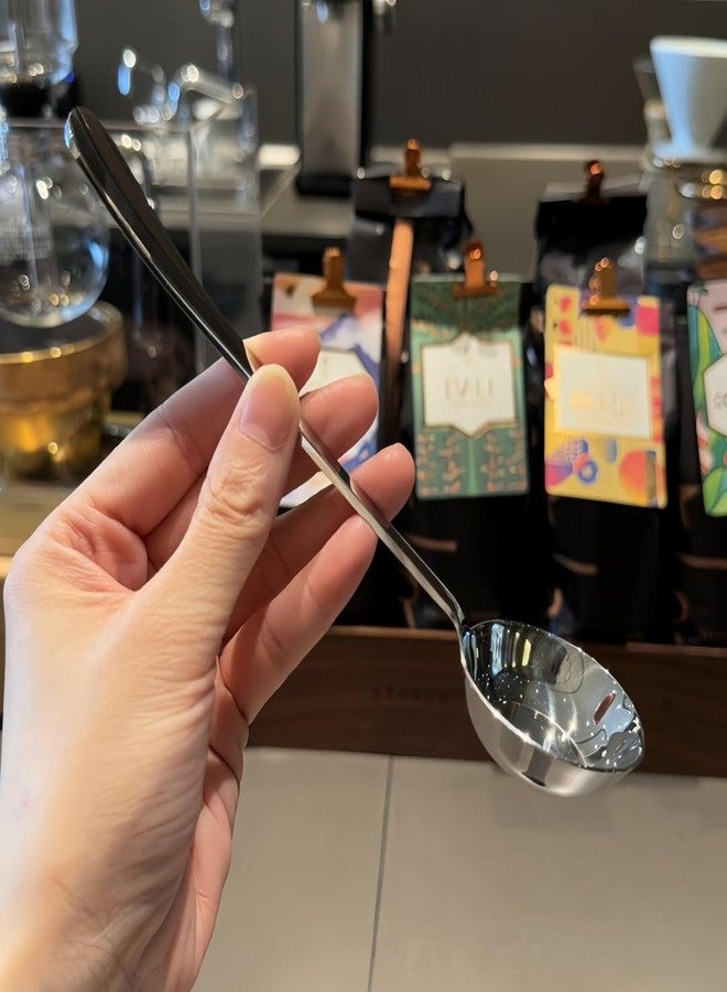 chislim Stainless Steel Flat Bottom Soup Spoons,6PCS Long Handle Deep Soup Spoons for Soup Rice Cereal Gravy Ladle Dessert - Image 2