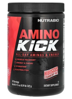 NutraBio Amino Kick Hibiscus Strawberry Buzz 0.59 lb (269 g) 