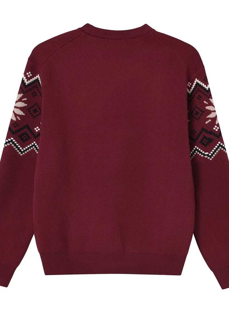 GIORDANO Men’s Relaxed Fit Jacquard Crew Neck Long Sleeve Sweater