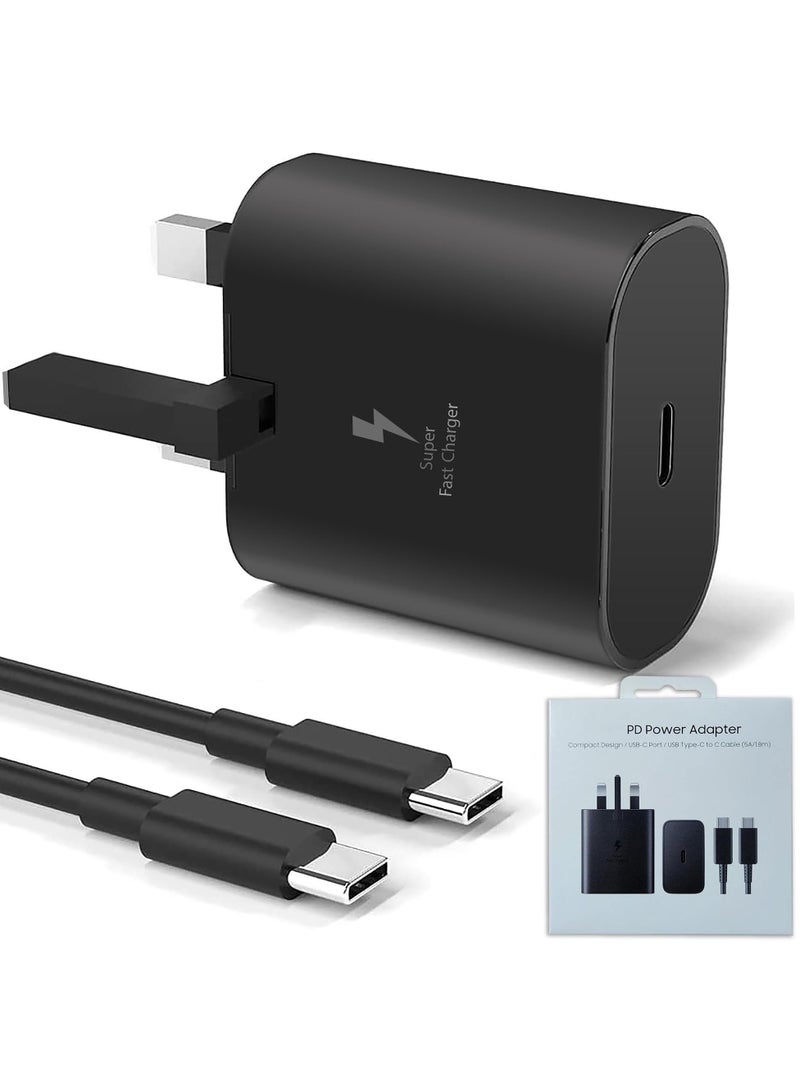 Fast Charger for Samsung Galaxy Charger Head with Charging Cable 45 watts, Travel Adapter, Super-Fast Charging (UK Plug with USB Type-C Cable), Black - Image 5