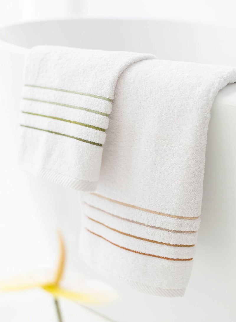 More cottons  مناشف وجه مطرزة بخطوط 50×100 سم مصنوعة من القطن المصري بنسبة 100% 