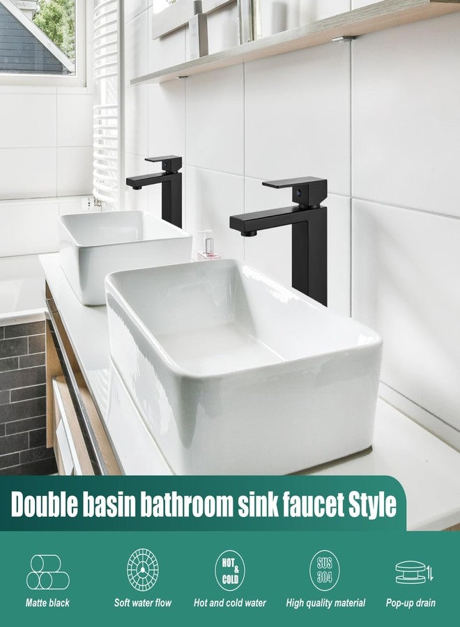 Heyalan Bathroom Vessel Sink Faucet Restroom Faucet Single Handle Basin Bowl Tap SUS304 Stainless Steel Tall Body 1 Hole Lavatory Vanity Mixer Bar Tap, with Drain,Matte Black - Image 5