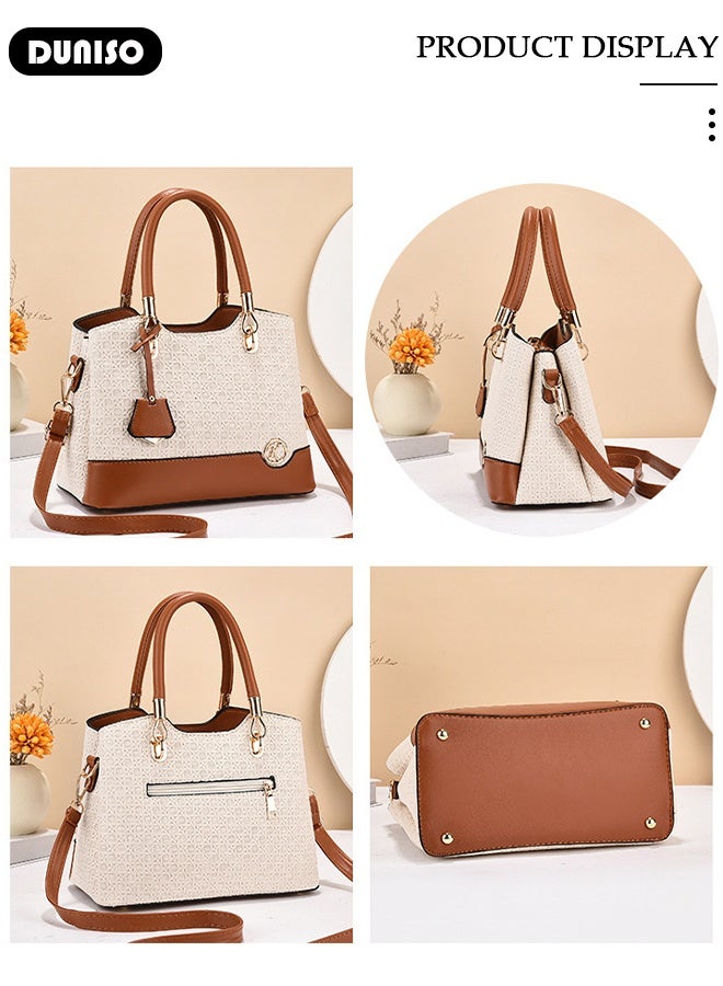 DUNISO Women's Vintage Tote Bag Fashion Women Handbags Large Capacity  Faux Leather Shoulder Bag with Adjustable Handle Detachable Strap Simple Ladies Shoulder Tote Bag Satchel Crossbody Bag for Women - Image 3