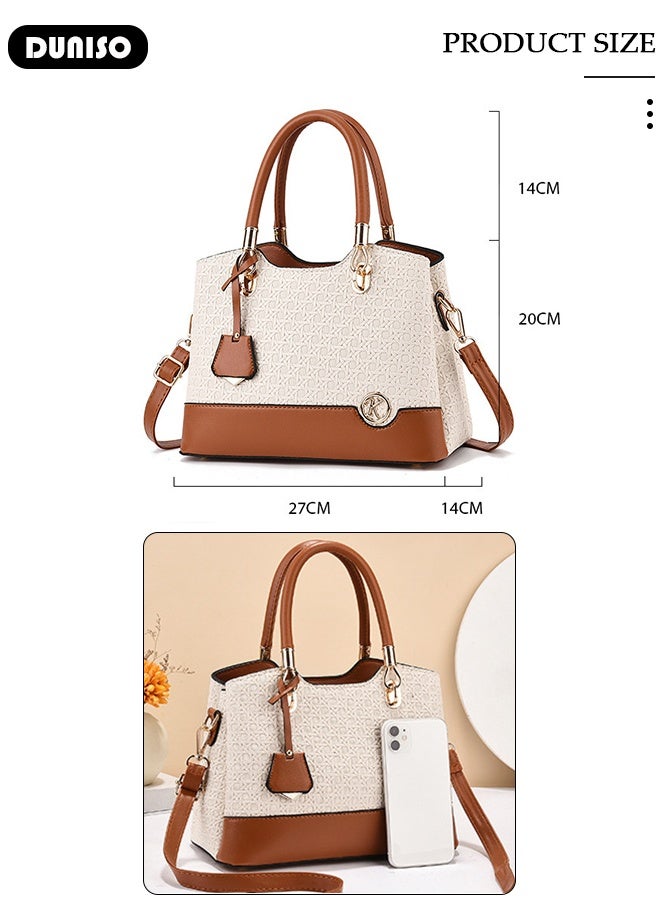 DUNISO Women's Vintage Tote Bag Fashion Women Handbags Large Capacity  Faux Leather Shoulder Bag with Adjustable Handle Detachable Strap Simple Ladies Shoulder Tote Bag Satchel Crossbody Bag for Women - Image 2