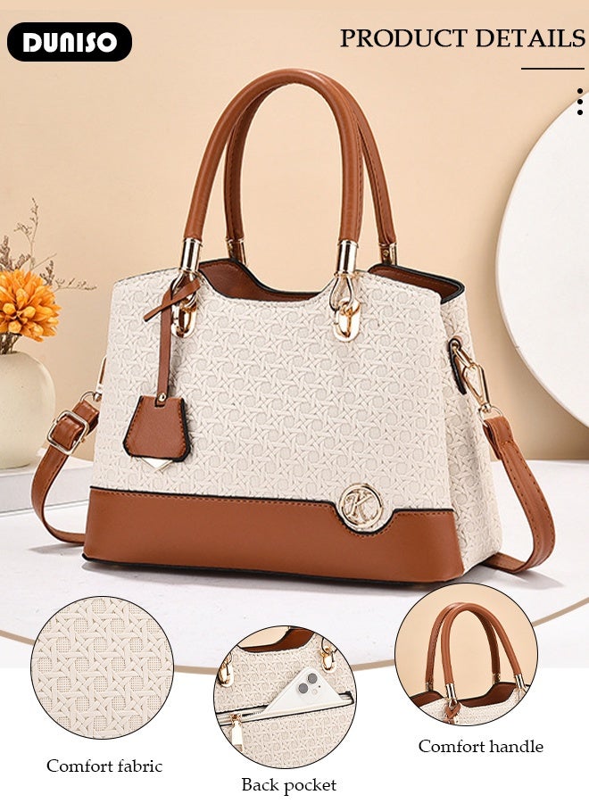 DUNISO Women's Vintage Tote Bag Fashion Women Handbags Large Capacity  Faux Leather Shoulder Bag with Adjustable Handle Detachable Strap Simple Ladies Shoulder Tote Bag Satchel Crossbody Bag for Women - Image 5