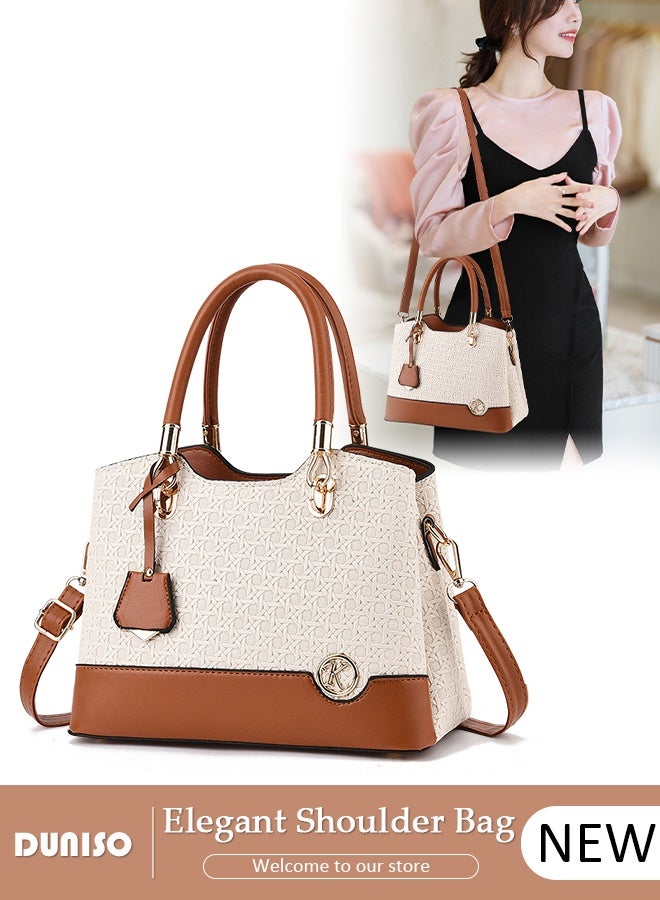 DUNISO Women's Vintage Tote Bag Fashion Women Handbags Large Capacity  Faux Leather Shoulder Bag with Adjustable Handle Detachable Strap Simple Ladies Shoulder Tote Bag Satchel Crossbody Bag for Women - Image 1