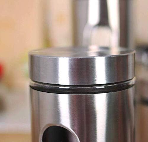 WRINGO Steel Cover Window Clear Glass Jars for Kitchen Storage Food Spices Canister with Airtight Lid Container Organizer, Tea Coffee & Sugar (Silver - 900ML, Set of 2) - Image 4