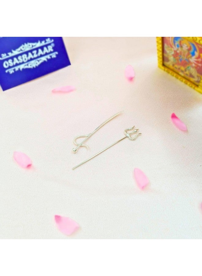 Osasbazaar Silver Trishul and Talwar Set for Puja, Pure BIS Hallmarked (Silver, Set of 2) - Image 2