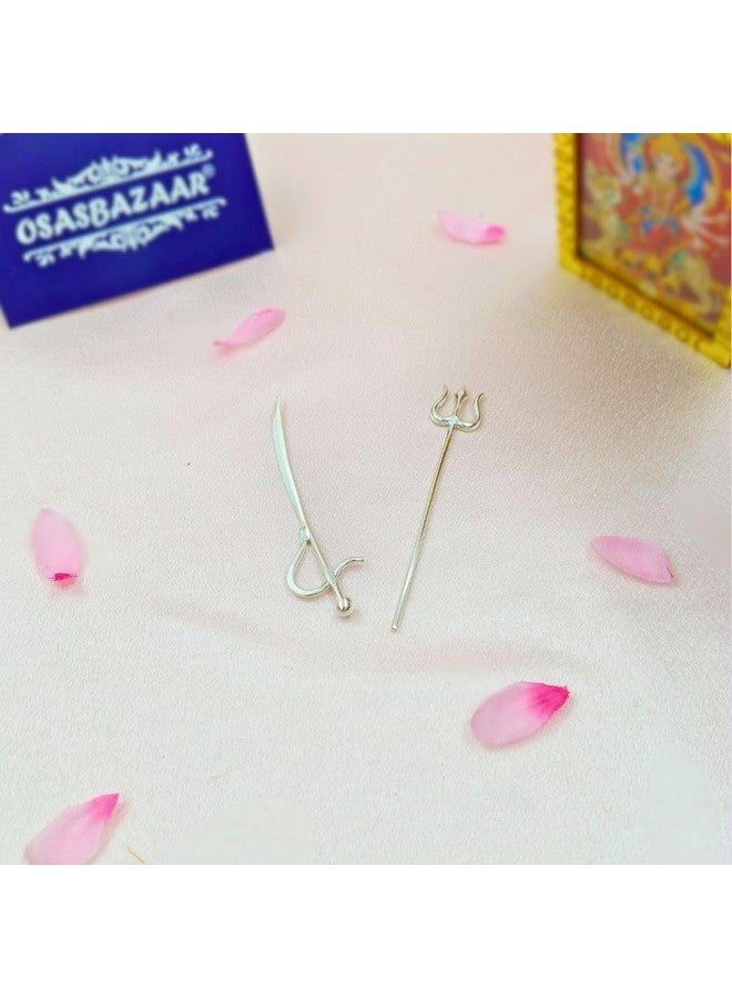 Osasbazaar Silver Trishul and Talwar Set for Puja, Pure BIS Hallmarked (Silver, Set of 2) - Image 3
