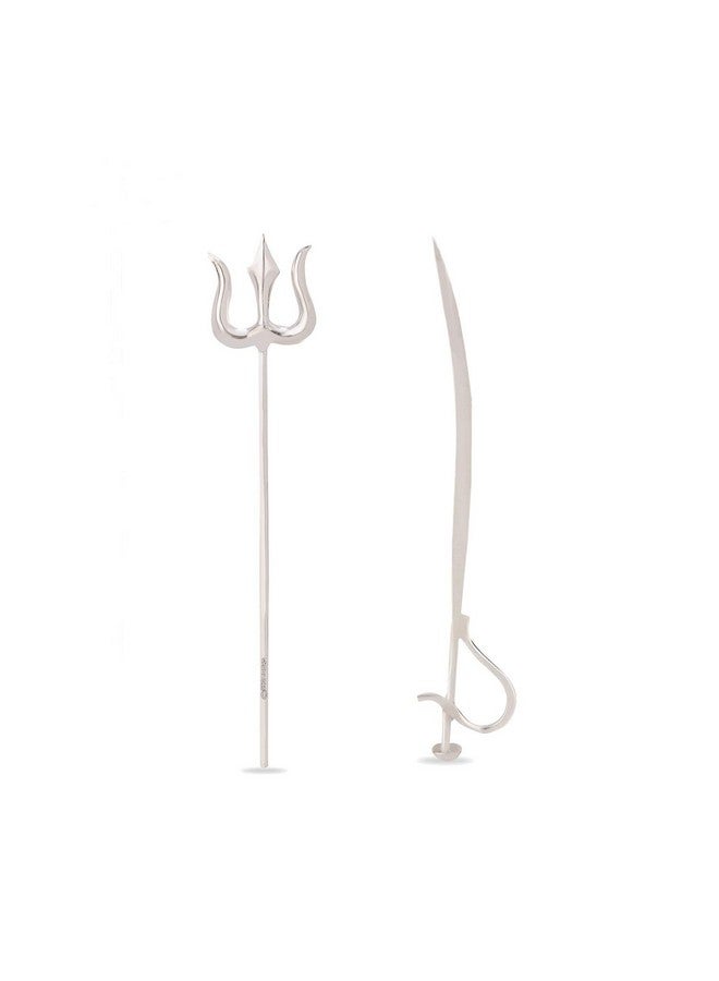 Osasbazaar Silver Trishul and Talwar Set for Puja, Pure BIS Hallmarked (Silver, Set of 2) - Image 1