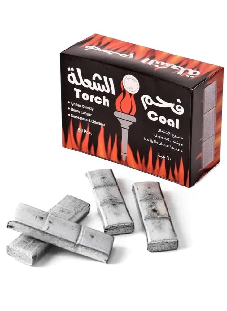co arma Torch Charcoal 60 Tablets Fast Light Charcoal Cubes for Incense and Barbecue  - Image 1