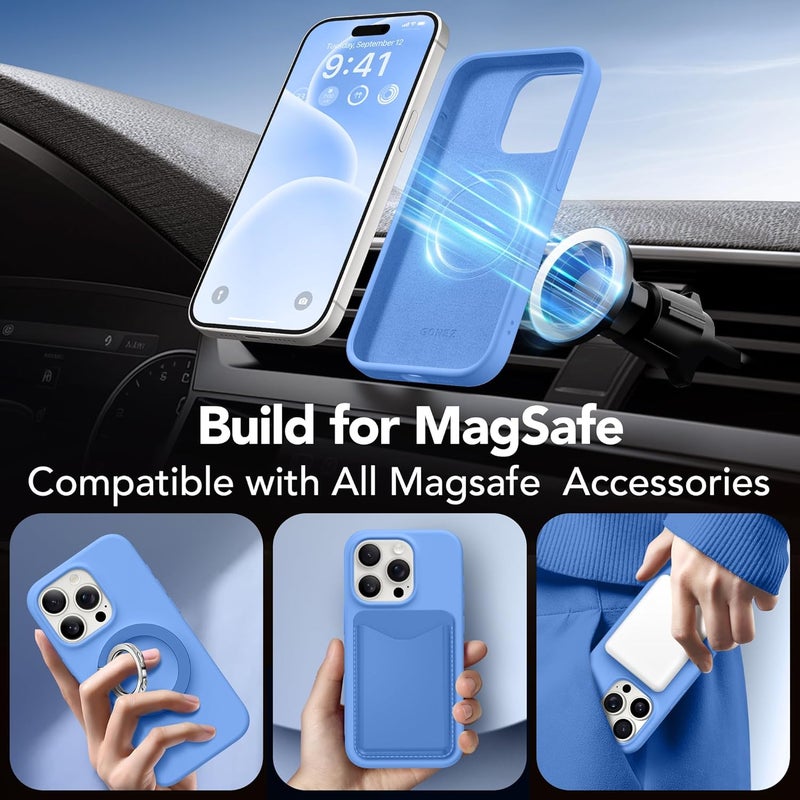 GONEZ Magnetic for iPhone 15 Pro Case, [Compatible with MagSafe] Anti-Scratch Microfiber Lining & Screen Protector, Shockproof Slim Phone Silicone Cover 6.1 inch, Royal Blue - Image 4