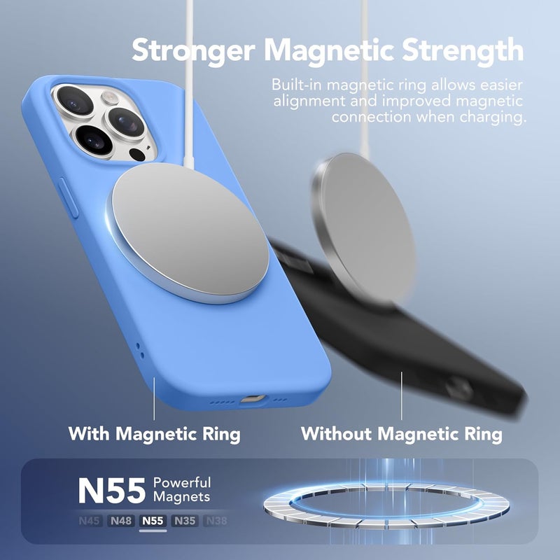 GONEZ Magnetic for iPhone 15 Pro Case, [Compatible with MagSafe] Anti-Scratch Microfiber Lining & Screen Protector, Shockproof Slim Phone Silicone Cover 6.1 inch, Royal Blue - Image 3