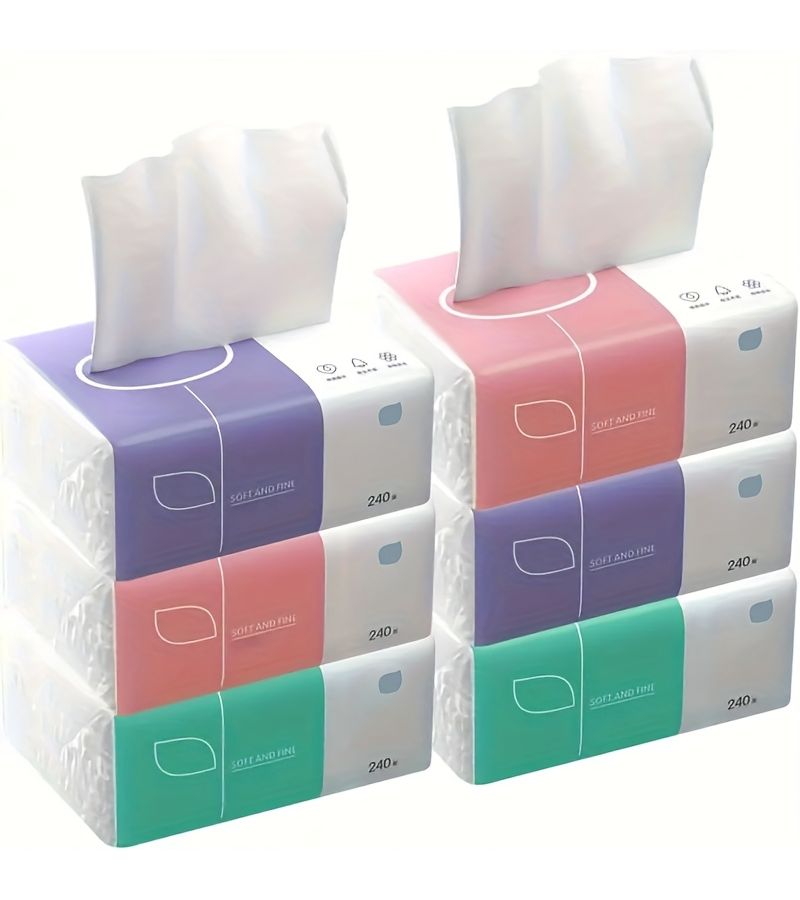 1 Pack Ultra Soft 4 Ply Tissues 60 Draws Dye Free Absorbent Facial Tissues For Home Office Outdoor Travel Random Color - Image 1
