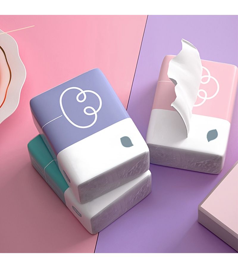 1 Pack Ultra Soft 4 Ply Tissues 60 Draws Dye Free Absorbent Facial Tissues For Home Office Outdoor Travel Random Color - Image 4