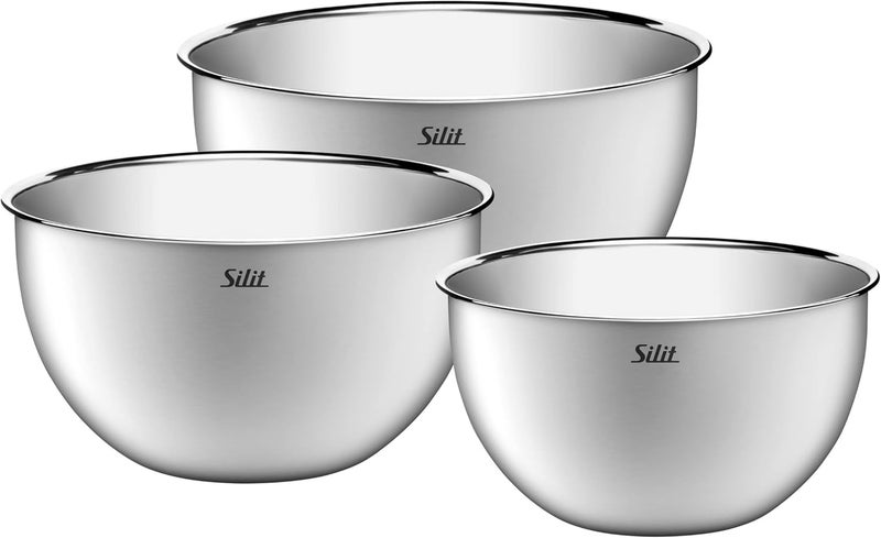 Silit Kitchen Bowl Set 3 Pieces Stainless Steel Bowls Multifunctional Mixing Bowl Stainless Steel Salad Bowl Serving Bowl Stackable - Image 1