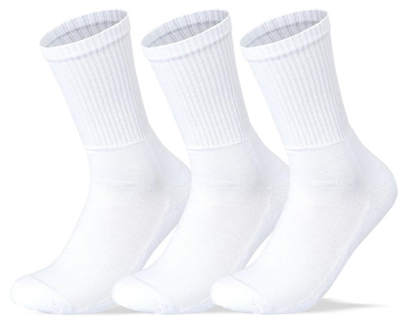 SAM SOCKS Men Set of 3 Half Terry Sport Socks Plain White - Image 1