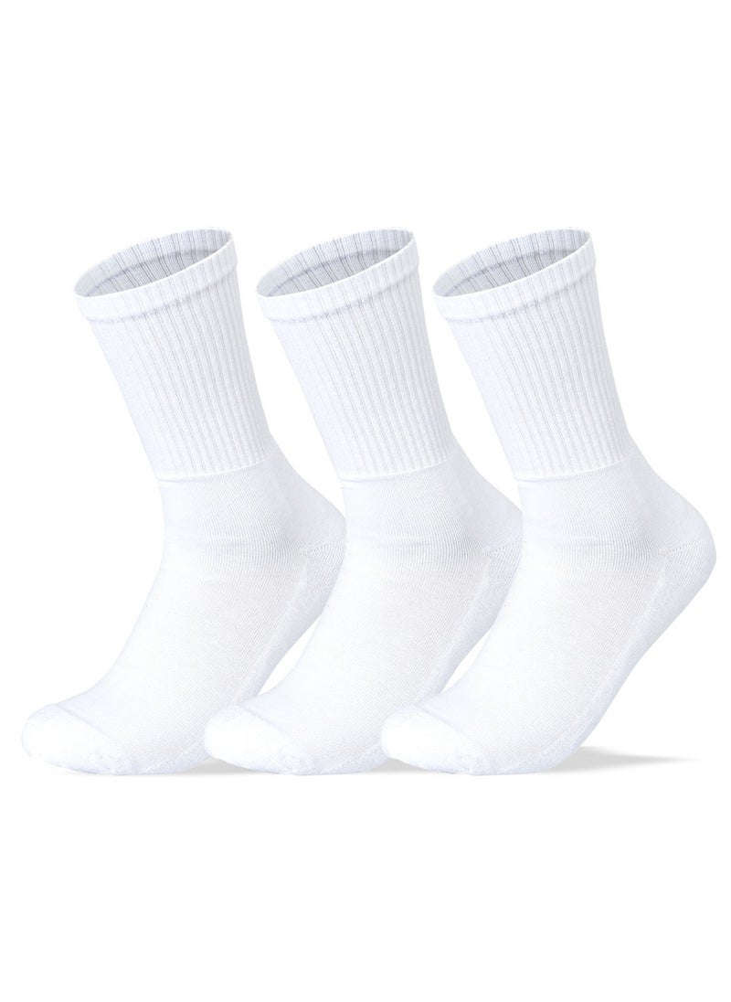 SAM SOCKS - Men Set of 3 Half Terry Sport Socks Plain White - Image 1