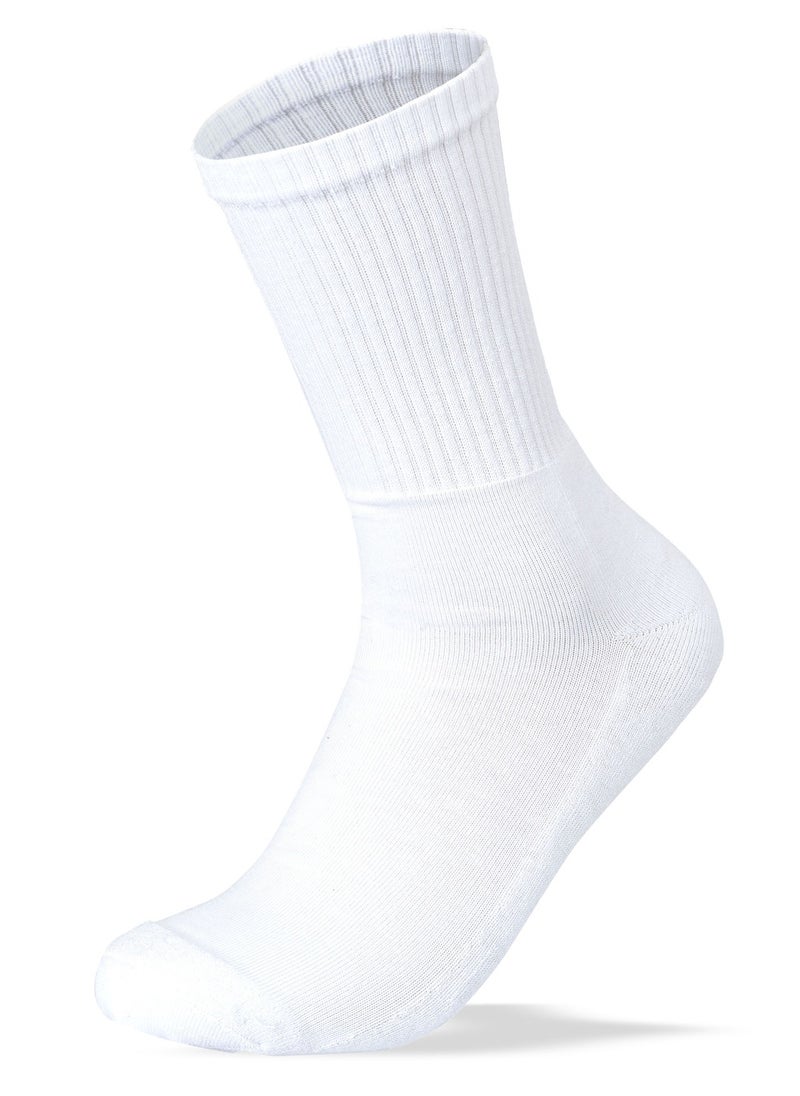 SAM SOCKS - Men Set of 3 Half Terry Sport Socks Plain White - Image 1